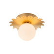 Load image into Gallery viewer, Farmhouze Light - Modern Brass Single White Glass Globe Semi Flush Mount - Ceiling Light - Brass -
