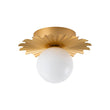 Load image into Gallery viewer, Farmhouze Light - Modern Brass Single White Glass Globe Semi Flush Mount - Ceiling Light - Brass -