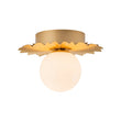 Load image into Gallery viewer, Farmhouze Light - Modern Brass Single White Glass Globe Semi Flush Mount - Ceiling Light - Brass -