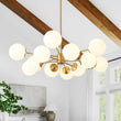 Load image into Gallery viewer, Farmhouze Light - Modern Frosted Glass Bubble Brass Sputnik Chandelier - Chandelier - Brass -