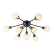 Load image into Gallery viewer, Farmhouze Light - Modern Glass Globe Sunburst Semi Flush Mount Ceiling Light - Ceiling Light - Black -