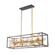 Load image into Gallery viewer, Farmhouze Light - Modern Gold Branch Crystal Black Rectangle Island Chandelier - Chandelier - Black + Gold -