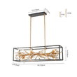 Load image into Gallery viewer, Farmhouze Light - Modern Gold Branch Crystal Black Rectangle Island Chandelier - Chandelier - Black + Gold -