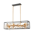 Load image into Gallery viewer, Farmhouze Light - Modern Gold Branch Crystal Black Rectangle Island Chandelier - Chandelier - Black + Gold -