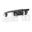Load image into Gallery viewer, Farmhouze Light - Modern Mid - Century 3 - Light Clear Glass Vanity Wall Lamp - Wall Sconce - Black -