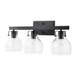 Load image into Gallery viewer, Farmhouze Light - Modern Mid - Century 3 - Light Clear Glass Vanity Wall Lamp - Wall Sconce - Black -