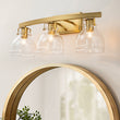 Load image into Gallery viewer, Farmhouze Light - Modern Mid - Century 3 - Light Clear Glass Vanity Wall Lamp - Wall Sconce - Brass -