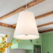 Load image into Gallery viewer, Farmhouze Light - Modern Pleated Linen Tapered Drum Lantern Pendant Light - Chandelier - 17.7 in -
