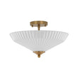 Load image into Gallery viewer, Farmhouze Light - Modern Round Ribbed White Glass Conical Semi Flush Light - Ceiling Light - Brass -