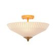Load image into Gallery viewer, Farmhouze Light - Modern Round Ribbed White Glass Conical Semi Flush Light - Ceiling Light - Brass -