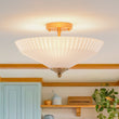 Load image into Gallery viewer, Farmhouze Light - Modern Round Ribbed White Glass Conical Semi Flush Light - Ceiling Light - Brass -