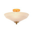Load image into Gallery viewer, Farmhouze Light - Modern Round Ribbed White Glass Conical Semi Flush Light - Ceiling Light - Brass -