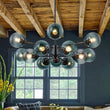 Load image into Gallery viewer, Farmhouze Light - Modern Sputnik Gradual Blue Glass Globe Bubble Chandelier - Chandelier - Brass -