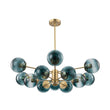 Load image into Gallery viewer, Farmhouze Light - Modern Sputnik Gradual Blue Glass Globe Bubble Chandelier - Chandelier - Brass -