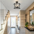Load image into Gallery viewer, Farmhouze Light-OpenBox-Farmhouse Round Lantern Semi Flush Mount-Ceiling Light--