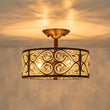 Load image into Gallery viewer, Farmhouze Light - OpenBox - Vintage Bronze Luxe Crystal Drum Lantern Ceiling Light - Ceiling Light - Copper -