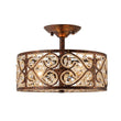 Load image into Gallery viewer, Farmhouze Light - OpenBox - Vintage Bronze Luxe Crystal Drum Lantern Ceiling Light - Ceiling Light - Copper -