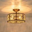 Load image into Gallery viewer, Farmhouze Light - OpenBox - Vintage Bronze Luxe Crystal Drum Lantern Ceiling Light - Ceiling Light - Copper -