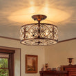 Load image into Gallery viewer, Farmhouze Light - OpenBox - Vintage Bronze Luxe Crystal Drum Lantern Ceiling Light - Ceiling Light - Copper -