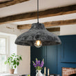 Load image into Gallery viewer, Farmhouze Light - Rustic Distressed Black Wooden Dome Pendant light - Pendant - 15 inches -