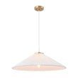 Load image into Gallery viewer, Farmhouze Light - Sculptural 1 - Light Pleated Cone White Linen Pendant Light - Chandelier - 18.1 in -