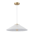Load image into Gallery viewer, Farmhouze Light - Sculptural 1 - Light Pleated Cone White Linen Pendant Light - Chandelier - 18.1 in -