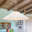 Load image into Gallery viewer, Farmhouze Light - Sculptural 1 - Light Pleated Cone White Linen Pendant Light - Chandelier - 25.6 in -