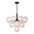 Load image into Gallery viewer, Farmhouze Light-Tiered Cluster Frosted Ribbed Glass Globe Chandelier-Chandelier-Black-