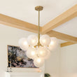Load image into Gallery viewer, Farmhouze Light-Tiered Cluster Frosted Ribbed Glass Globe Chandelier-Chandelier-Brass-
