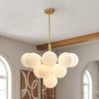 Load image into Gallery viewer, Farmhouze Light-Tiered Opal Glass Globe Cluster Grape Chandelier-Chandelier-Brass/13-Light-