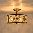 Load image into Gallery viewer, Farmhouze Light - Vintage Bronze Luxe Crystal Drum Lantern Ceiling Light - Ceiling Light - Copper -