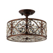 Load image into Gallery viewer, Farmhouze Light - Vintage Bronze Luxe Crystal Drum Lantern Ceiling Light - Ceiling Light - Copper -
