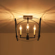 Load image into Gallery viewer, Farmhouze Light - Vintage Elegant 4 - Light Candle Style Square Cage Semi Flush - Ceiling Light - Black -
