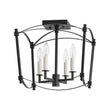 Load image into Gallery viewer, Farmhouze Light - Vintage Elegant 4 - Light Candle Style Square Cage Semi Flush - Ceiling Light - Black -