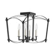 Load image into Gallery viewer, Farmhouze Light - Vintage Elegant 4 - Light Candle Style Square Cage Semi Flush - Ceiling Light - Black -