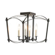 Load image into Gallery viewer, Farmhouze Light - Vintage Elegant 4 - Light Candle Style Square Cage Semi Flush - Ceiling Light - Black -
