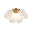Load image into Gallery viewer, Farmhouze Light - White Glass Globe Cluster Bubble Semi - Flush Mount - Ceiling Light - Brass -