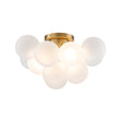 Load image into Gallery viewer, Farmhouze Light - White Glass Globe Cluster Bubble Semi - Flush Mount - Ceiling Light - Brass -