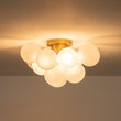 Load image into Gallery viewer, Farmhouze Light - White Glass Globe Cluster Bubble Semi - Flush Mount - Ceiling Light - Brass -