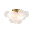 Load image into Gallery viewer, Farmhouze Light - White Glass Globe Cluster Bubble Semi - Flush Mount - Ceiling Light - Brass -