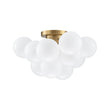 Load image into Gallery viewer, Farmhouze Light - White Glass Globe Cluster Bubble Semi - Flush Mount - Ceiling Light - Brass -