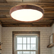 Load image into Gallery viewer, Farmhouse Dimmable LED Round Faux Wood Ceiling Light