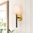 Load image into Gallery viewer, Farmhouze Light-1-Arm Aged Brass Linen Cone Shade Wall Sconce-Wall Sconce-1-Light-