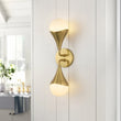 Load image into Gallery viewer, Farmhouze Light-2-Light Up Down Opal Glass Globe Wall Sconce-Wall Sconce-2-Light-Brass