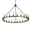 Load image into Gallery viewer, Farmhouze Light-24-Light Vintage Barn Metal Wagon Wheel Chandelier-Chandelier-Black + Wood Grain-