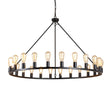Load image into Gallery viewer, Farmhouze Light-24-Light Vintage Barn Metal Wagon Wheel Chandelier-Chandelier-Black + Wood Grain-