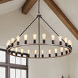 Load image into Gallery viewer, Farmhouze Light-24-Light Vintage Barn Metal Wagon Wheel Chandelier-Chandelier-Black + Wood Grain-
