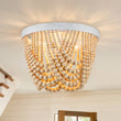 Load image into Gallery viewer, Farmhouze Light-3-Light Round Draped Wood Bead Ceiling Light-Ceiling Light-3-Light-