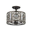 Load image into Gallery viewer, Farmhouze Light-3-Light Vintage Glam Crystal Drum Ceiling Light-Ceiling Light-Black-