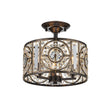 Load image into Gallery viewer, Farmhouze Light-3-Light Vintage Glam Crystal Drum Ceiling Light-Ceiling Light-Black-